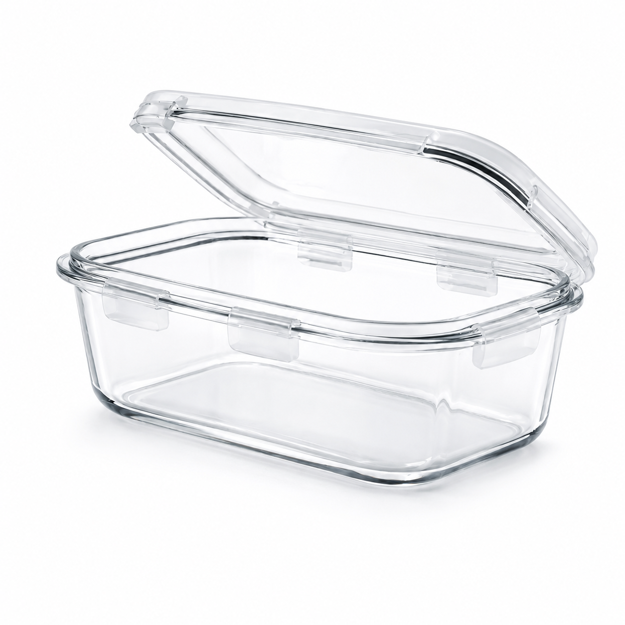 Kit 5 Potes Herméticos Vidro Transparente Retangular 1040ml Marmita Micro-ondas Cozinha