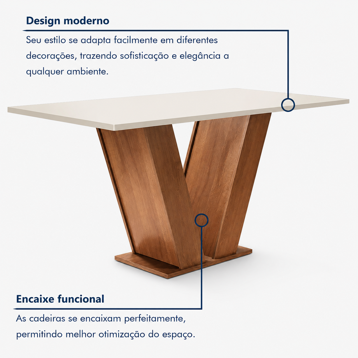 Conjunto Sala de Jantar Mesa Tampo MDF 4 Cadeiras Cor Chocolate/Bege/Branco